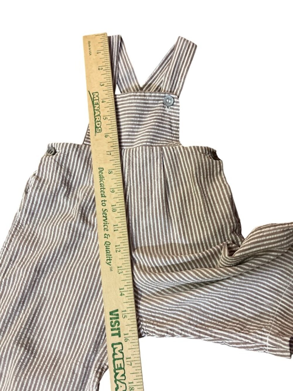 Vintage Handmade Baby Boy 6/9 Mo? Outfit Overalls Shirt Striped Set Used - Picture 11 of 16